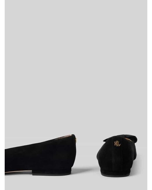 Ralph Lauren Black Ballerinas aus Leder mit Schleifen-Applikation Modell 'LONDYN'