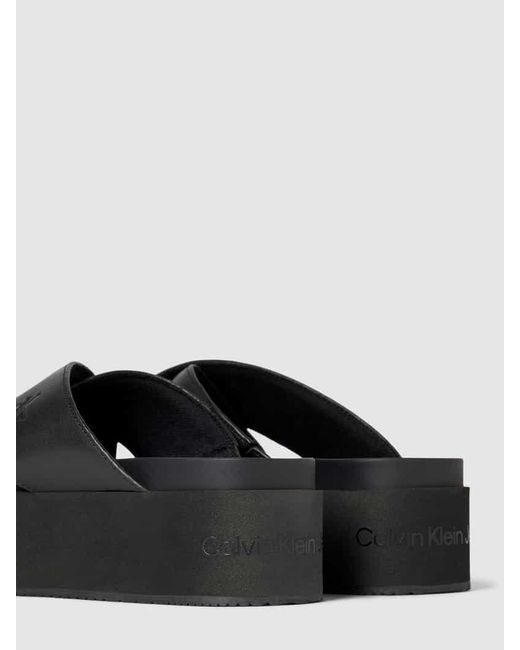 Calvin Klein Black Plateauschuhe aus echtem Leder