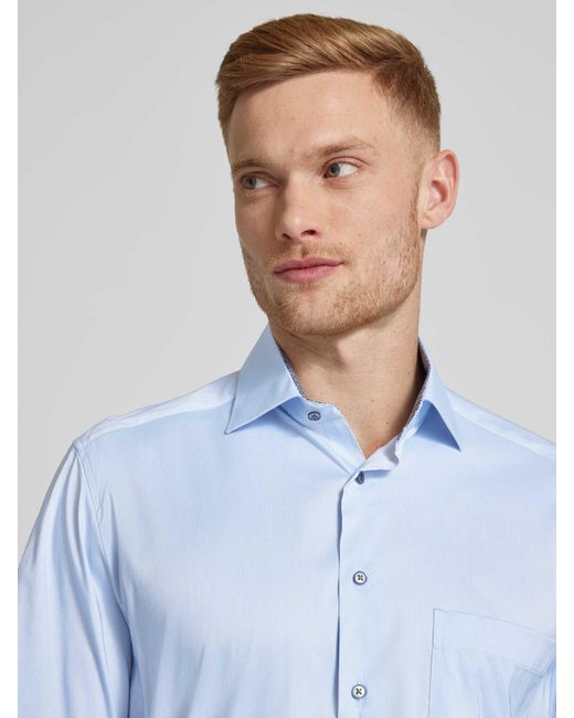 Eterna Comfort Fit Zakelijk Overhemd Met 1/2-mouwen in het Blue voor heren