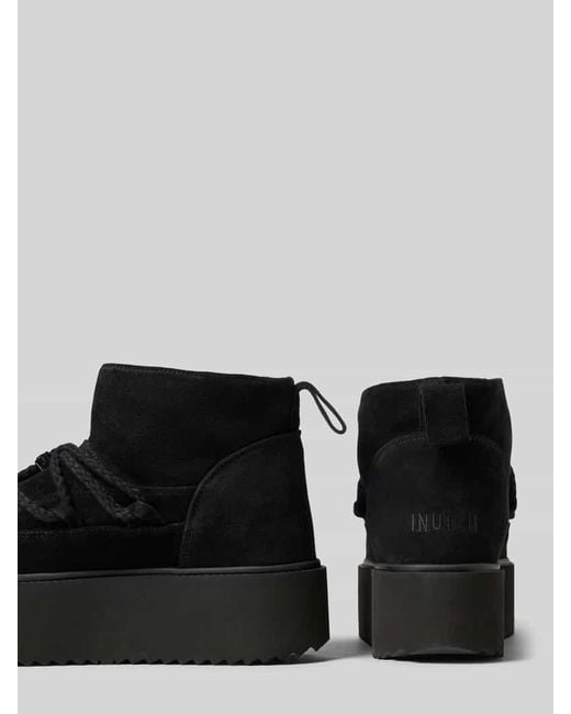 Inuikii Black Snow Boots aus Leder mit Plateausohle