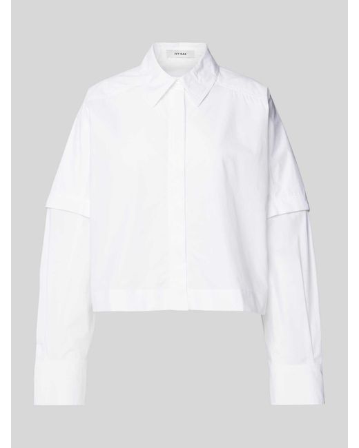 IVY & OAK Overhemdblouse Met Blinde Knoopsluiting in het White