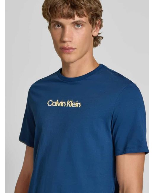 Calvin Klein Regular Fit T-Shirt mit Logo-Print Modell 'Class' in Blue für Herren