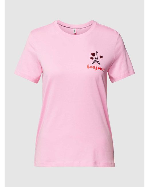 ONLY Pink T-Shirt mit Motiv-Print Modell 'KITA LIFE'