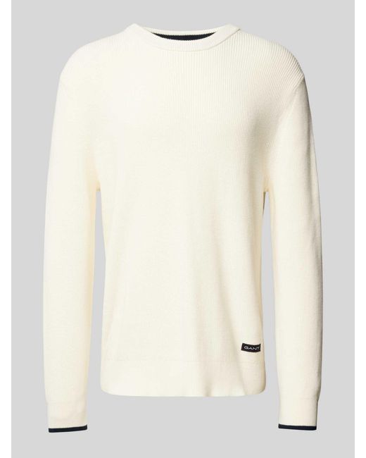 Gant Gebreide Pullover Met Labelpatch in het Natural voor heren