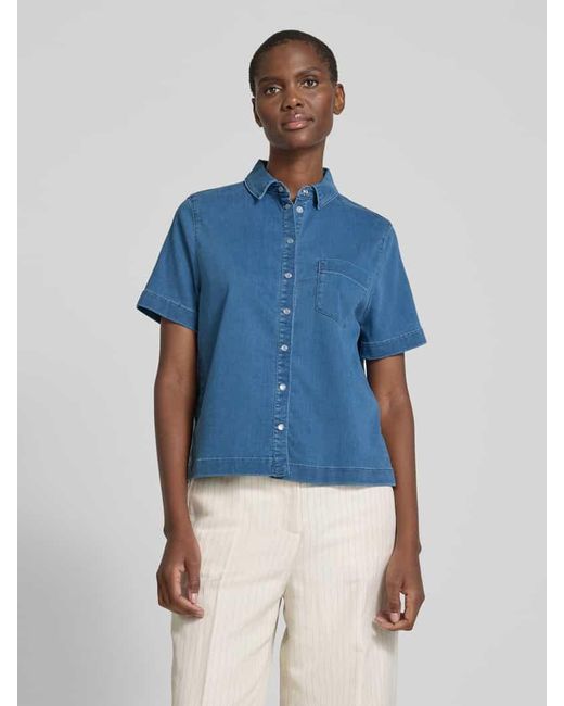 RAFFAELLO ROSSI Blue Regular Fit Jeansbluse Mit Brusttasche Modell 'Giulette'
