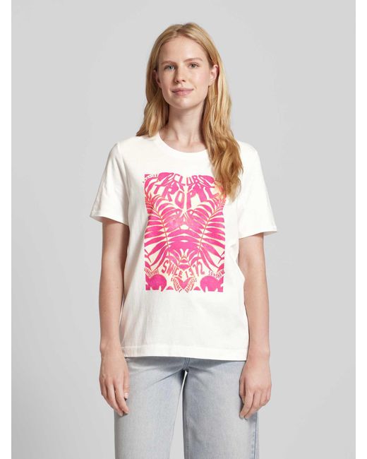 Ouí Pink T-Shirt mit Motiv-Print