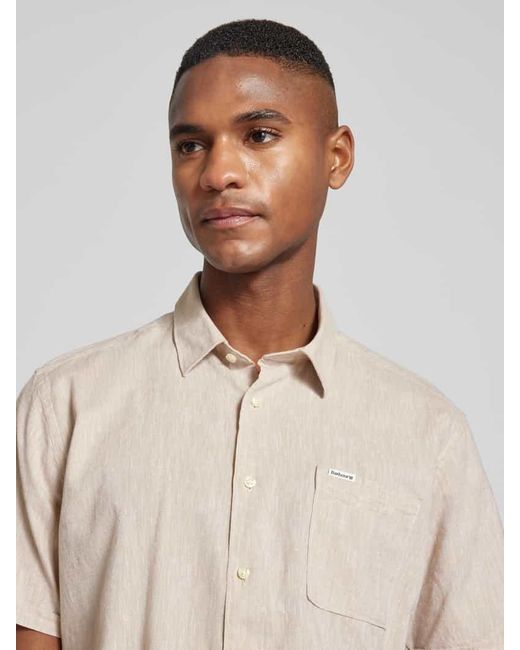 Barbour Regular Fit Leinenhemd Mit Brusttasche Modell 'Nelson' in Natural für Herren