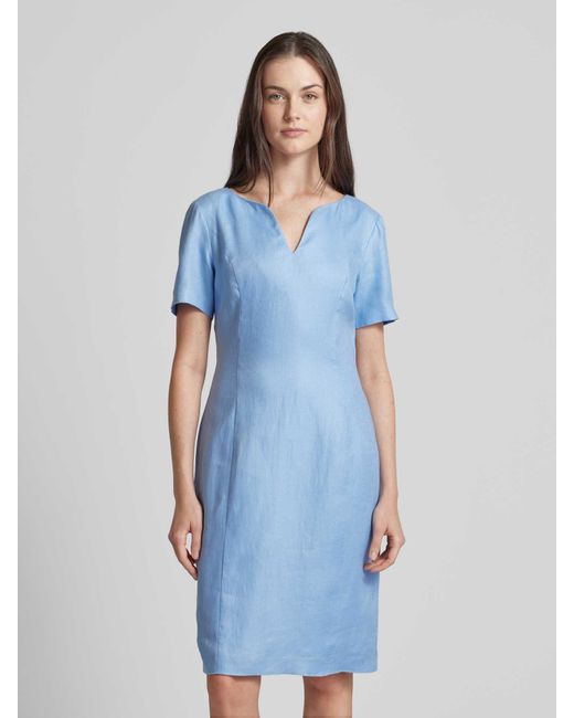 White Label Blue Knielanges Kleid mit V-Ausschnitt