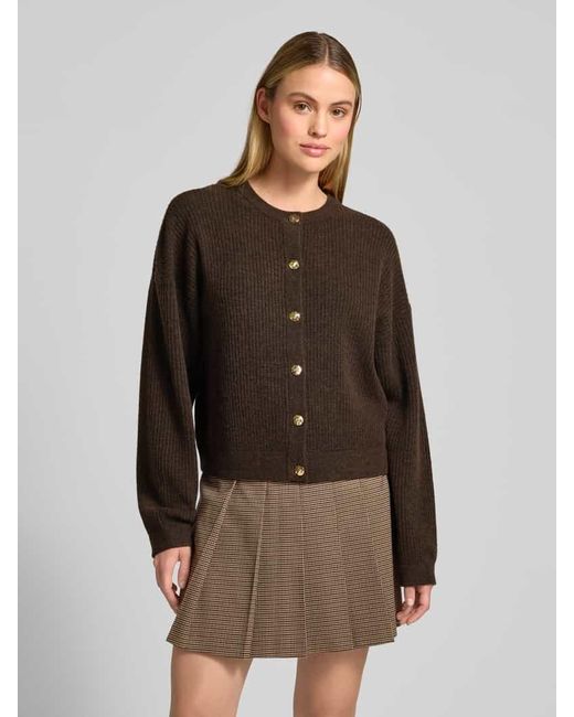 Jake*s Brown Regular Fit Jacke in Strick-Optik mit Rundhalsausschnitt