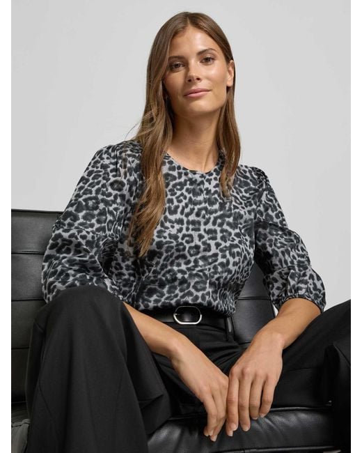 Comma, Regular Fit Blouse Met 3/4-Mouwen in het Black
