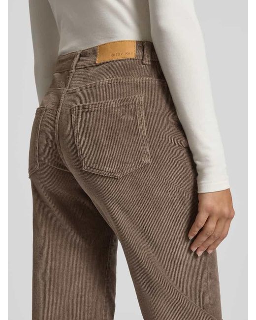 Noisy May Brown Straight Fit Stoffhose in Cord-Optik Modell 'OLANDA'