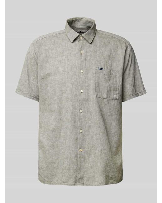 Barbour Regular Fit Leinenhemd Mit Brusttasche Modell 'Nelson' in Gray für Herren
