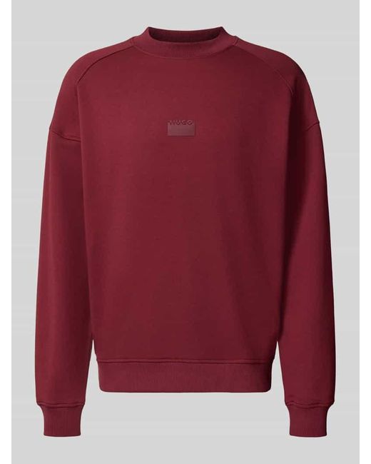 HUGO Regular Fit Sweatshirt aus reiner Baumwolle Modell 'DELASTCREW' in Red für Herren