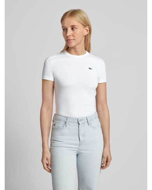 Lacoste White Slim Fit T-Shirt mit Logo-Detail