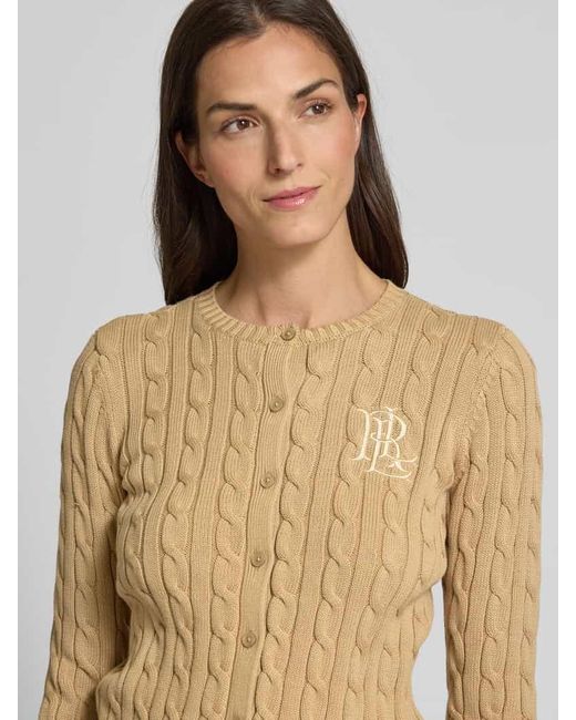 Ralph Lauren Natural Strickjacke mit Label-Stitching