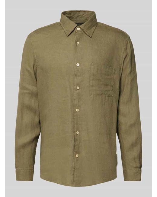 Marc O' Polo Regular Fit Leinenhemd mit aufgesetzter Brusttasche in Green für Herren
