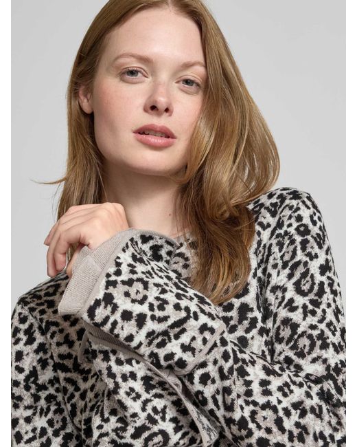 Monari Gebreide Pullover Met Ribboorden in het White