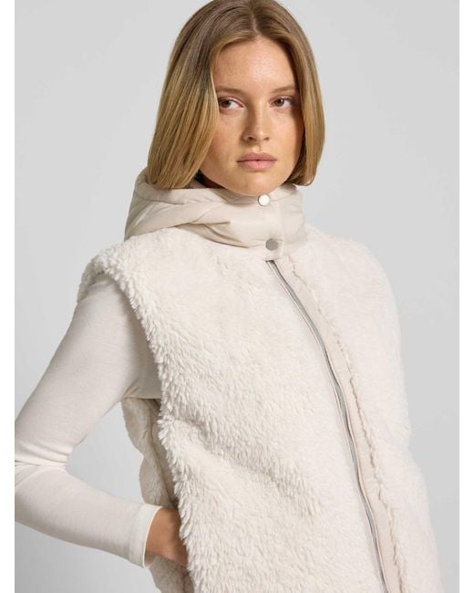 Frieda & Freddies Regular Fit Gilet Met Teddybont, Model 'Yetibabe' in het Natural