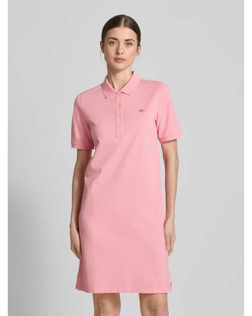 Gant Pink Knielanges Polokleid mit Logo-Stitching