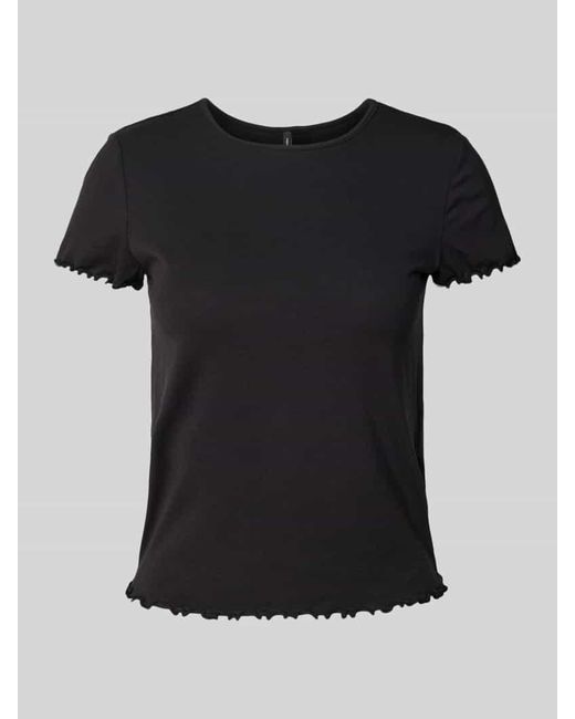 Vero Moda Black T-Shirt mit Wellensaum Modell 'BARBARA'
