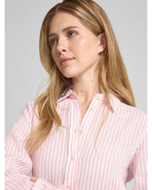 Gant Pink Regular Fit Leinenhemdbluse mit Logo-Stitching