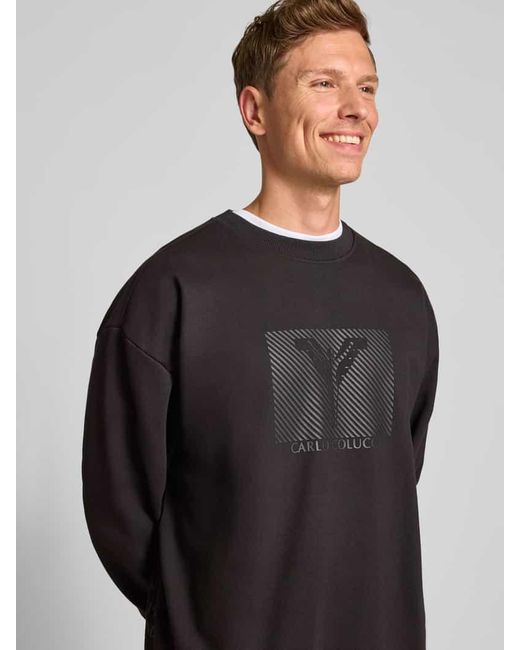 carlo colucci Sweatshirt mit Rundhalsausschnitt in Black für Herren