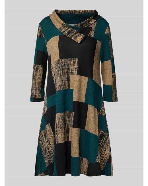 Apricot Green Regular Fit Minikleid in Strick-Optik