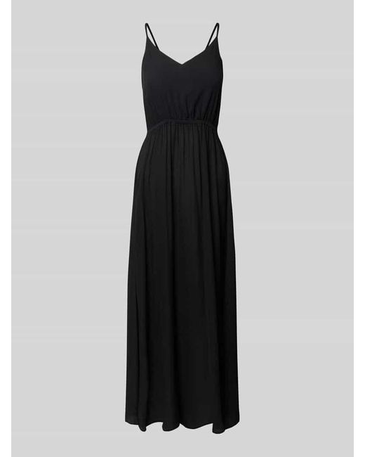 Ichi Black Maxikleid mit abgerundetem V-Ausschnitt Modell 'MARRAKECH'