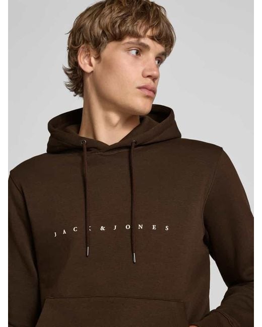 Jack & Jones Hoodie mit Label-Print in Brown für Herren