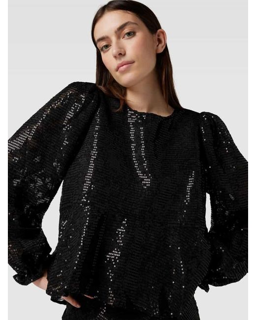 Neo Noir Black Bluse mit Paillettenbesatz Modell 'Rizzo Sequins'