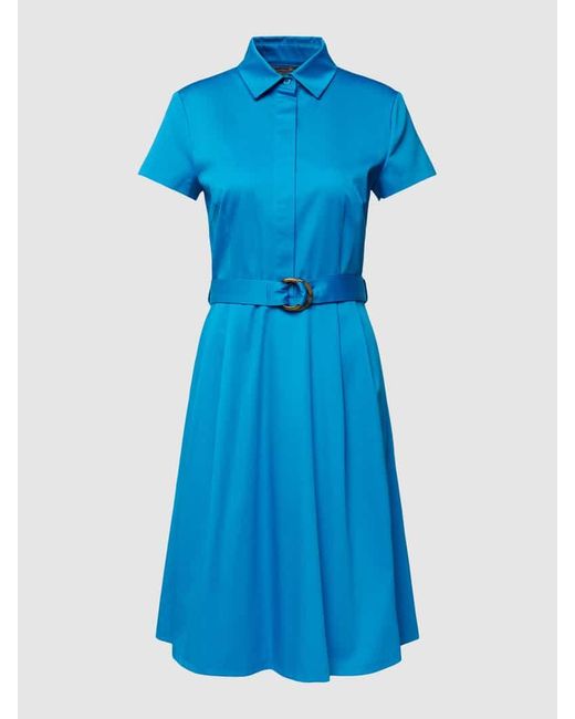 christian berg Blue Kleid mit unifarbenem Design und Taillenband
