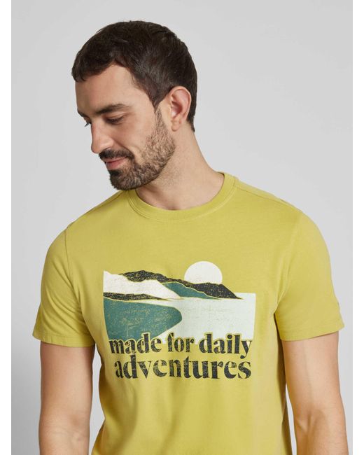 Camel Active T-shirt Met Motief- En Statementprint in het Yellow voor heren