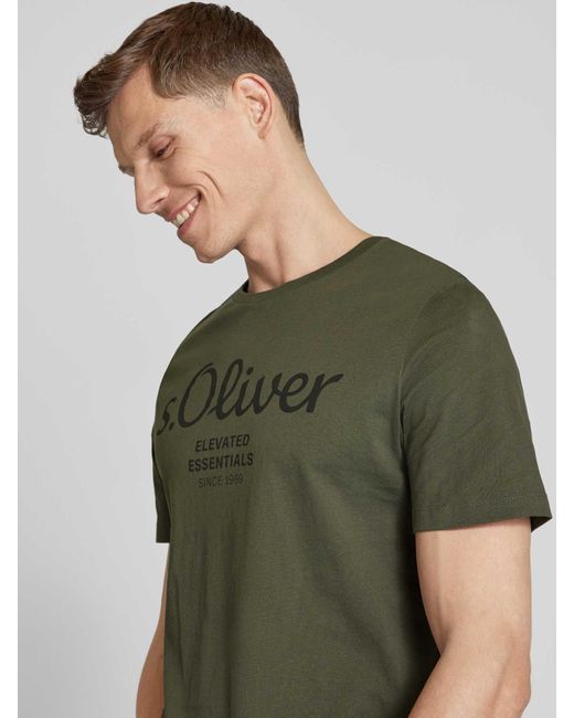 S.oliver T-Shirt mit Label-Print in Green für Herren