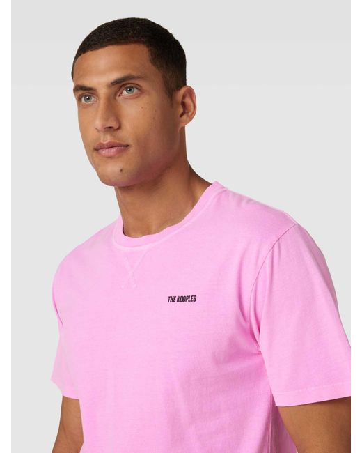 The Kooples T-shirt Met Logostitching in het Pink voor heren