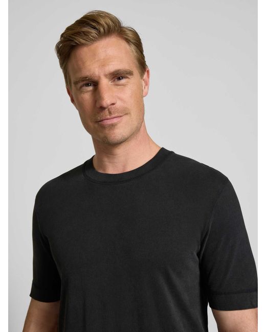 Drykorn T-shirt Met Geribde Ronde Hals in het Black voor heren