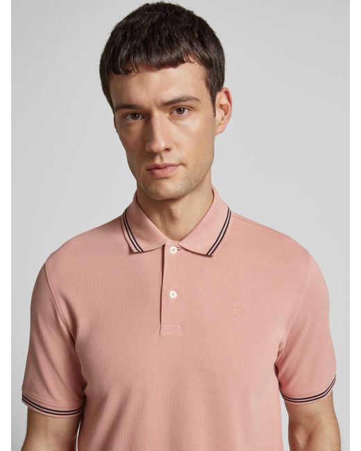 Bugatti Regular Fit Poloshirt Met Labeldetail in het Pink voor heren