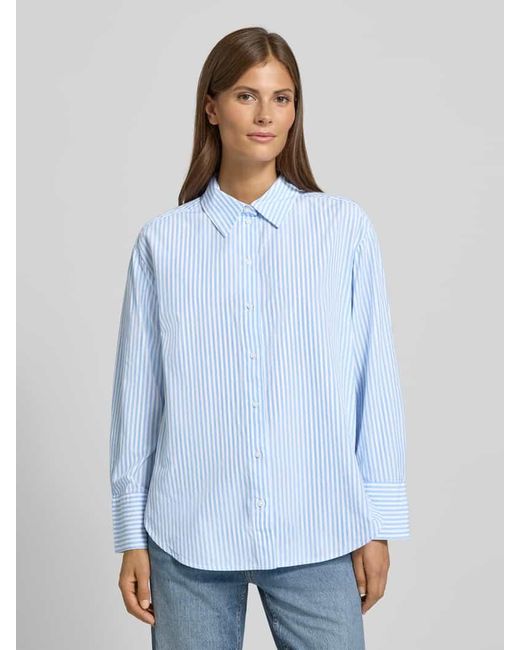 Tom Tailor Blue Regular Fit Hemdbluse aus Lyocell-Baumwoll-Mix