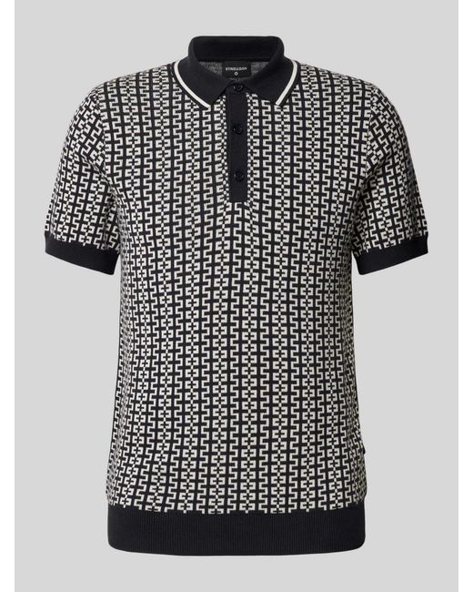 Strellson Slim Fit Poloshirt mit Allover-Muster Modell 'Kito' in Black für Herren