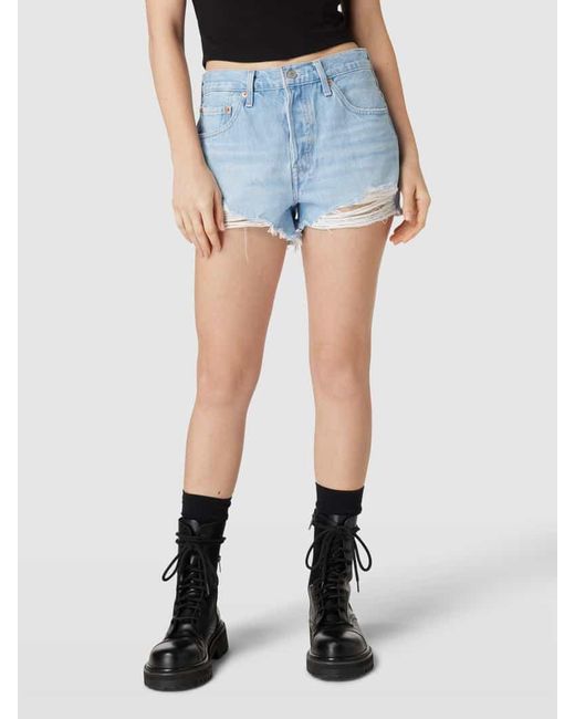 Levi's Blue Loose Fit Jeansshorts im Destroyed-Look