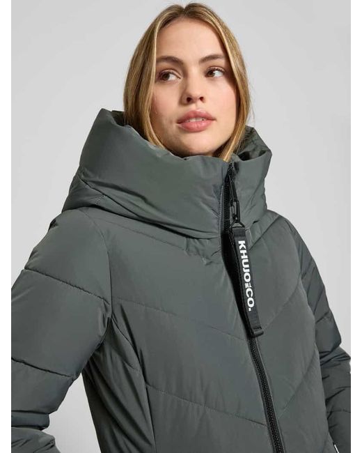 Khujo Gray Regular Fit Steppmantel mit Logo-Print Modell 'Darka'