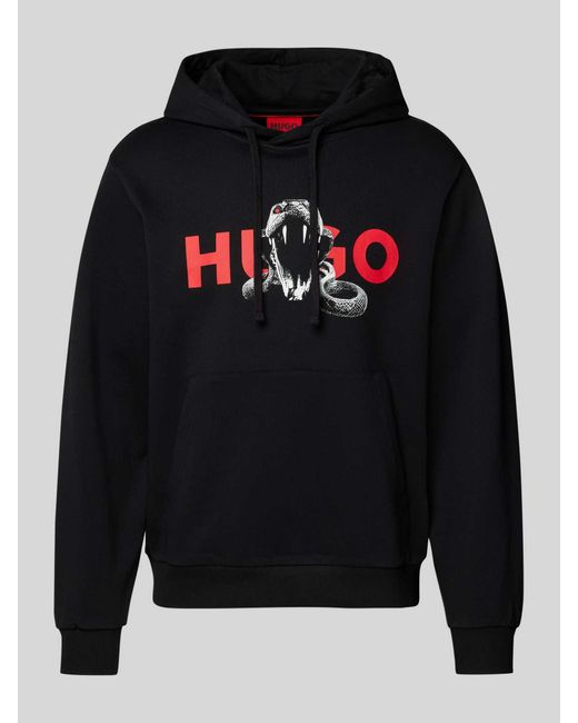 HUGO Hoodie Met Capuchon, Model 'Dueleyo' in het Black voor heren