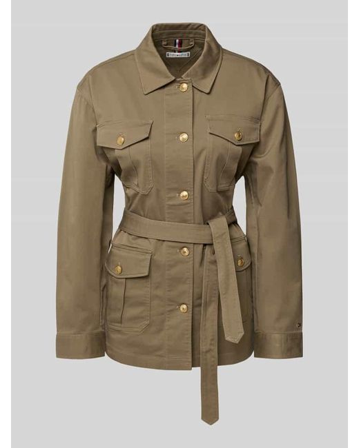 Tommy Hilfiger Green Regular Fit Hemdjacke Mit Goldfarbenen Knöpfen