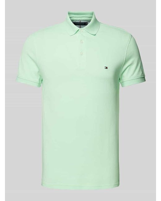 Tommy Hilfiger Slim Fit Poloshirt mit Label-Stitching in Green für Herren