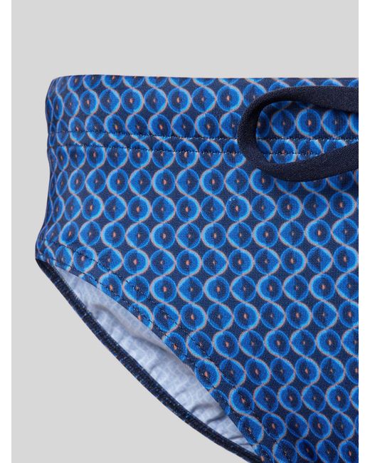 Hom Badehose mit Allover-Print Modell 'MORNY SWIM' in Blue für Herren