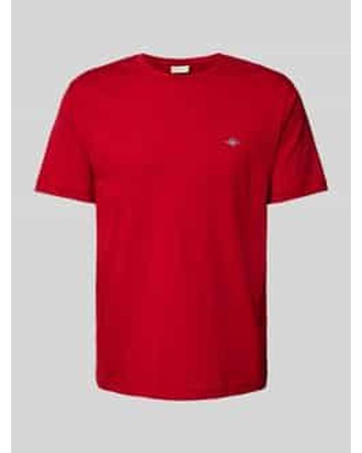Gant T-shirt Met Labelstitching in het Red voor heren