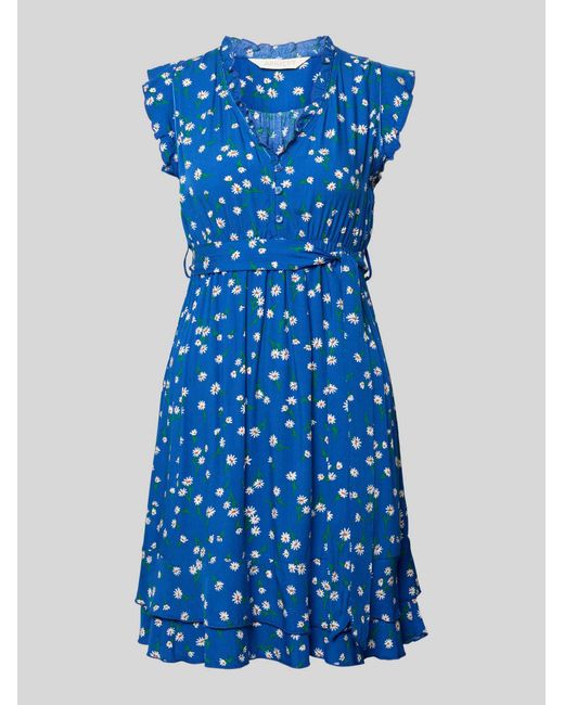 Apricot Mini-Jurk Van Viscose Met Strikceintuur in het Blue