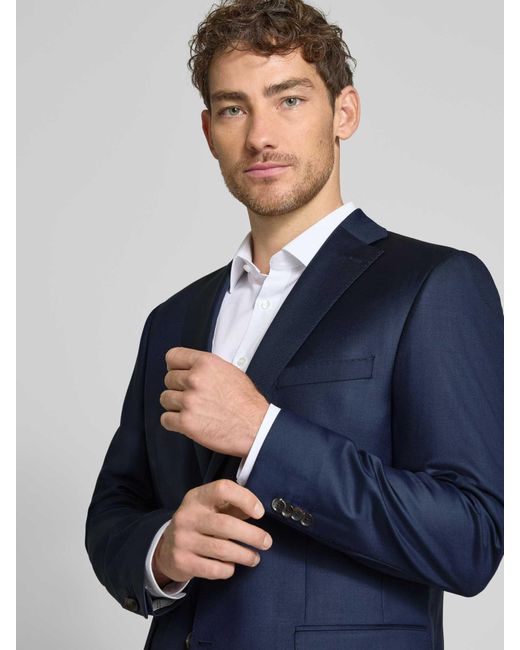 Carl Gross Modern Fit 2-Knoops Colbert Van Scheerwol, Model 'Steven' in het Blue voor heren
