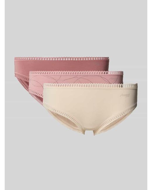 Sloggi Pink Slip mit Spitzen-Bordüre Modell 'Crush' im 3er-Pack