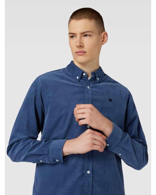 Carhartt Freizeithemd aus Feincord Modell 'MADISON' in Blue für Herren