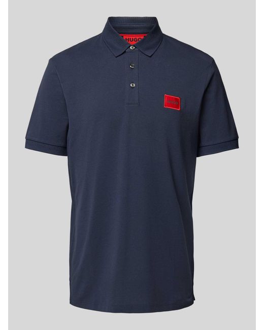 HUGO Regular Fit Poloshirt mit Label-Patch Modell 'Dereso' in Blue für Herren